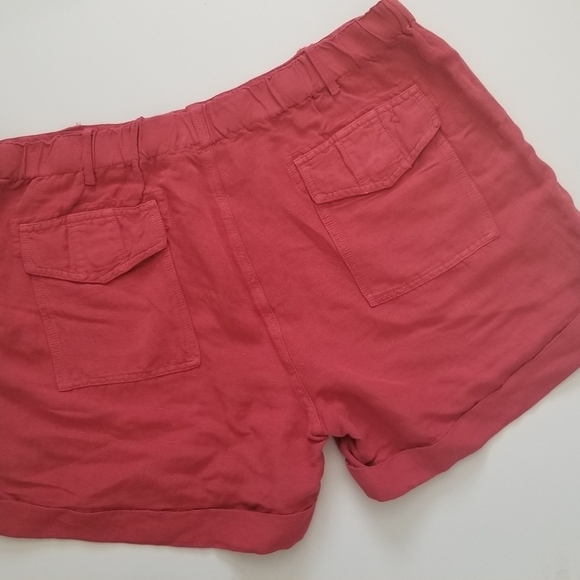 Max & Mia Linen Blend Cuffed Clay Red Shorts. - Picture 5 of 7